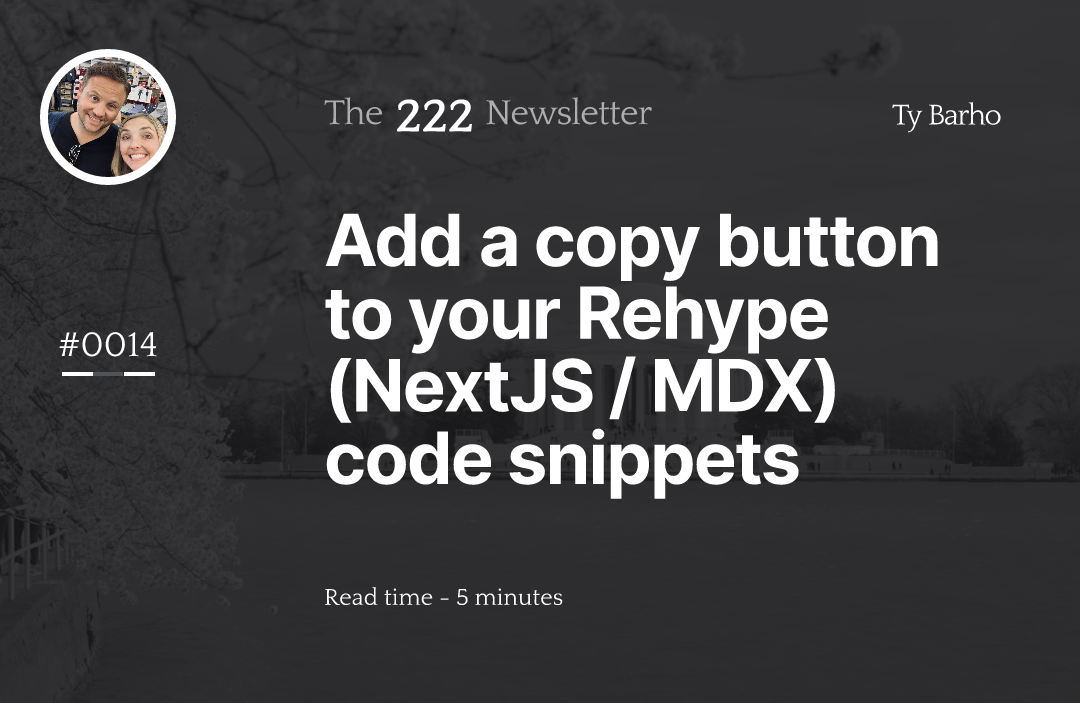 Add a copy button to your Rehype (NextJS / MDX) code snippets