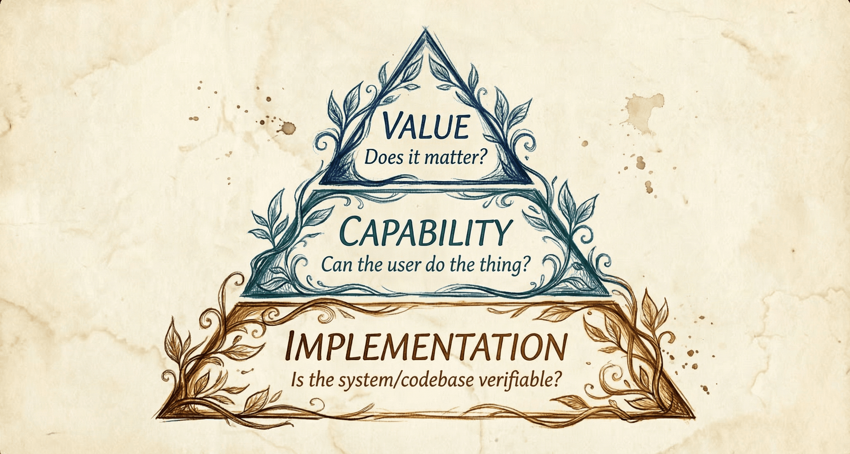 The CDD Hierarchy — three layers: Implementation, Capability, Value